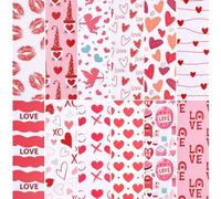 BOXOB 60pcs Valentine's Day Pattern Papers, 12 Design Heart Pink Paper Double-Sided Decorative Paper Folded Flat Craft Paper for DIY Art Craft Card Making Scrapbook Photo Album Decor 5.5x8.3 Inch