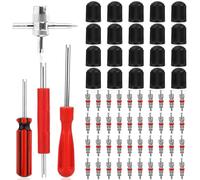 BOXOB 64pcs Tire Valve Stem Removal Tool Kit, 4 in 1 & Double & Single Head Schrader Tyre Valve Core Remover Installer Wrench for Car, Truck, Motorcycle, Bicycle, ATV
