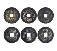BOXOB 6pcs Chinese Feng Shui Coins, 1.06 Inch Copper Antique I Ching Divination Coins for Wealth, Good Luck, Success (6 Styles)