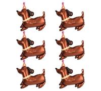 BOXOB 6pcs Dachshund Dog Birthday Balloons, Cute Puppy Shaped Foil Mylar Balloons Sausage Dog Themed Birthday Decoration Animal Pet Puppy Party Decor for Baby Shower Pet Party