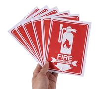 BOXOB 6pcs Fire Extinguisher Signs, 5.12x7.09 Inch Waterproof Fire Extinguisher Sticker with Down Arrow Self-Adhesive Decal for Business Office Home and Outdoor