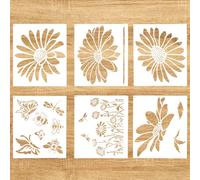 BOXOB 6pcs Large Flower Stencils for Painting, 12x14in Jumbo Floral Templates Reusable Daisy Wildflower Insect Butterfly Stencils for Wood Fence Garden Walls Furniture Fabric Canvas Wall Art Crafts