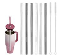 BOXOB 6pcs Reusable Stainless Steel Straws, Stainless Steel Straw Compatible with Hydroflask Travel Tumbler 40 oz Water Bottle Accessories for Hydro Flask 40oz with 2 Cleaner Brushes