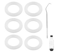 BOXOB 6pcs Silicone Gasket Replacements with Stainless Steel Rectangular Skewer, White Bottle O Ring Compatible with Sodastream Plastic Bottle Sealing Gasket Replacement