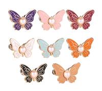BOXOB 8pcs Butterfly Pants Waist Tightener, Detachable Alloy Butterfly Jean Buttons No Sew No Tools Jean Waist Adjuster Decorative Metal Pins for Loose Jeans (8 Colors)