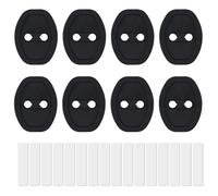 BOXOB 8pcs Car Door Lock Protective Covers, Thickened Silicone Car Door Latch Strike Guard Covers Silent Shock Absorption Noise Reduction Universal Accessories for Most Vehicles(Black)