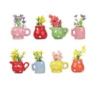 BOXOB 8pcs Colorful Mini Vase Magnets for Fridge, Cute Tiny Ceramic Flower Magnetic Small Funny Plant Fridge-Decorative Vase Refrigerator Decor for Office Locker Home Kitchen School