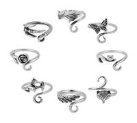 BOXOB 8pcs Crochet Tension Rings, Adjustable Crochet Loop Finger Ring UK Yarn Tension Ring Hook for Knitting Yarn Thimble Ring Knitting Accessories