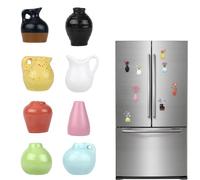 BOXOB 8pcs Mini Ceramic Vase Fridge Magnets, Multi-Color 3D Tiny Flower Vase Magnets with Strong Magnetic Cute Refrigerator Decor Accessories for Kitchen Office Home