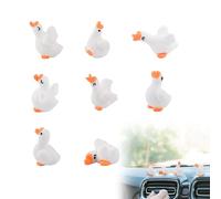 BOXOB 8pcs Mini Goose, Tiny Resin Silly Goose Figurine Statue Funny Small Dash Decorations Dashboard Decor Accessories for Women Interior Ornament Car Home Desk