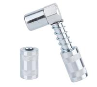 BOXOB 90 Degree Grease Gun Coupler, Heavy-Duty Steel Grease Gun Tip Adapter Fitting Ends for Tight Spaces Farm Truck Car & Industrial Equipment Lubrication Attachments Extension