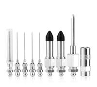 BOXOB 9pcs Grease Gun Accessories Kit, with 5 Grease Needle Nozzles, 1 Dispenser, 2 Rubber Nipple Adapter, 1 Needle Tip Fitting Coupler for Narrow Space & Deep Metal Automotive, Machinery
