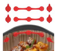 BOXOB Air Fry Magnets Silicone Buckle for Parchment Paper, High Temp Resistant Flower Shaped Accessories Securely Holds Liners in Place & Prevents Burning (Red)