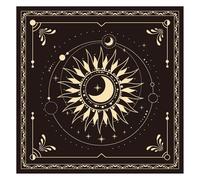 BOXOB Altar Cloth, 17.72x17.72 Inch Square Premium Flannel Fabric Sun and Moon Altar Tablecloth Witchcraft Tarot Pendulum Mat Divination Accessories Spiritual Rituals Supplies