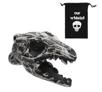 BOXOB Aztec Death Whistle, Dinosaur Dark Skull 125 dB Screaming Ceramic War Whistle with Drawstring Bag & Lanyard