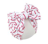 BOXOB Baseball Bow Headband Baby, High Stretchy Soft Nylon Headbands in Red & White Game Sport Event Hair Accessories for Girls and Infants