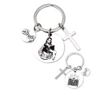 BOXOB Christian Keychain Gifts, Double Side Bible Verse Key Chains Stainless Steel Jesus Keyring with Cross & Pinky Swear Religious Key Ring Jewelry for Women Men Inspirational Easter Baptism