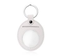 BOXOB Coin Holder Keychain, Artificial Leather AA Coin Holder Scratchproof Both Sides Displays Quarter Holder Keyring for Sobriety Chips Recovery Lucky Commemorative Challenge Coins Tokens (White)