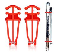 BOXOB Cross-Country Ski Pole Holder, Universal Ski Pole Clip, Ski Pole Holder, Ski Pole Holder, Ski Accessories, 1 Pair, Red
