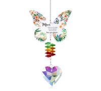 BOXOB Crystal Hanging Decoration, Butterfly Ornament with Heartwarming Words Window Hangings Home Decoration for Woman Mother Mum Birthday (Mom Retirement Gift)