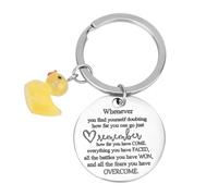 BOXOB Duck Keychain, Inspirational Keyring Funny Cute Ducking Key Ring Chain Good Lucky Duck Charms Novelty Gifts for Men Women Accessories