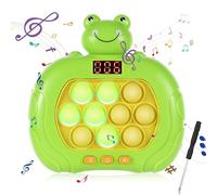 BOXOB Fast Push Bubble Game with Screen, Cute Pop Fidget Game Handheld Light Up Quick Push It Game with 6 Game Modes Fidget Toys with Screwdriver for Kids Birthday Gift Party Favor (Green Frog)