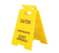 BOXOB Funny Office Prank Desk Sign, Caution Overstimulated Do Not Approach Warning Sign Humorous Gag Gift Mini Desk Decor Accessories for Coworkers Employees Boss Teammate Workplace Cubicle Home