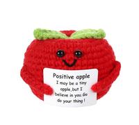 BOXOB Funny Positive Apple, 1.97 Inch Cute Knitted Apple Doll Big Butt Potato with Mouth Positive Card Emotional Support Crochet Plush Cheer Birthday Gift for Friends Family Home Office Decoration