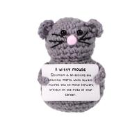 BOXOB Funny Positive Mouse, 3.12in Creative Cute Knitted Potato Doll with Inspirational Card Emotional Support Mouse Crochet for Plush Birthday Gift Party Decoration Encouragement