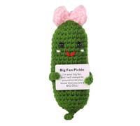 BOXOB Funny Positive Pickle, 4.7 Inch Emotional Potato Positive Pickle Knitted Cucumber Creative Positive Crochet Plush Big Fan Pickle Toy Inspirational Gift for Friends Home Office Decor Green