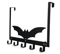 BOXOB Gothic Bat Over The Door Hooks, Black Gothic Theme Bathroom Towel Holder with 5 Hooks Door Mount Hanger for Halloween Decorations Supply