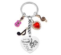 BOXOB Inspirational Music Keychains, Just Be Yourself Heart-Shaped Cute Music Note Guitar Fans Keychain Trendy Merchandise Stuff Birthday Gift for Fans Women Girls Bag Purse