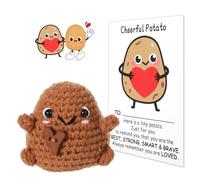 BOXOB Knitted Funny Potato, 2.6" Tiny Creative Cute Pocket Hug Crochet Heart Emotional Doll Good Luck Gifts for Birthday Gift Party Decoration Encouragement