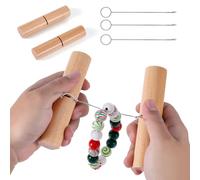 BOXOB Knot Grippers Tool for Silicone Beads, Include One Pair Beech Knotting Tightener & 3pcs Stainless Steel Loop Turner Puller Tools Knot Tying Tightening Tool for Wristlets Bracelets Keychains