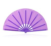 BOXOB Large Foldable Hand Fan, Plastic Fabric Rave Folding Held Handheld Fan Manual Portable for Line Dancing Wedding Party Decoration Performance Supplies (Purple)