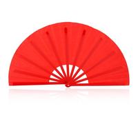 BOXOB Large Foldable Hand Fan, Plastic Fabric Rave Folding Held Handheld Fan Manual Portable for Line Dancing Wedding Party Decoration Performance Supplies (Red)