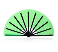 BOXOB Large Foldable Hand Fan, Plastic Fabric Rave Folding Held Handheld Fan Manual Portable for Line Dancing Wedding Party Decoration Performance Supplies (Green & Black)