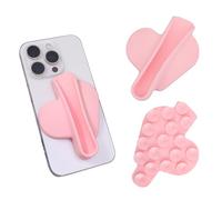 BOXOB Lip Gloss Phone Case, Silicone Heart Shape Lipgloss Phone Case Holder Easy-Grip Lipstick Phone Back Suction Portable Lip Phone Case for iPhone Android (Pink)