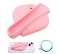 BOXOB Magnetic Lip Gloss Holder for Cell Phone, Heart Shape Magnet Lipbalm Silicone Lipgloss Balm Case Lip Stick Holder Stick-on Lipstick Phone Cover for iPhone & Android (Pink)
