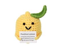 BOXOB Mini Funny Positive Lemon, 3.93in Plushies Potato Knitted Wool Pocket Crochet Doll Toys Creative Cute Positive Emotional Support Lemon for Birthday Gift Party Decoration Encouragement