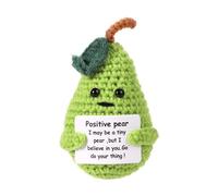 BOXOB Mini Funny Positive Pear, 3.54in Funny Knitted Wool Pocket Pear Doll Creative Cute Crochet Pear Potato Pickle for Emotional Support for Birthday Gift Party Decoration Encouragement