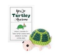 BOXOB Mini Funny Positive Turtle, 3.3in Creative Cute Turtle Crochet Toy You're Turtley Awesome Knitted Turtle Potato Doll for Emotional Support Inspirational Gift for Encouragement Party Decoration