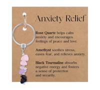 BOXOB Natural Crystal Keychain Gift, Healing Crystal Charm Keyring with Rose Quartz Amethyst Black Tourmaline Gift Accessories for Women Coworkers New Job College Graduation