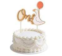 BOXOB One Silly Goose Birthday Cake Topper, Cute White Goose Theme Cupcake Topper Funny Gosling Decorations Party Decor for Boy Girl Birthday Celebration