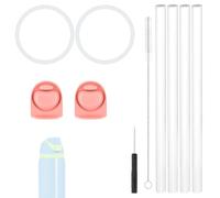 BOXOB Replacement Parts Kit for Owala FreeSip Water Bottle 40oz, Including 4 Straw 2 Replacement Plug 2 Sealing Ring 1 Screwdriver & 1 Straw Brush