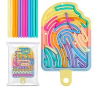 BOXOB Sensory Activity Board with 12pcs Strips, Silicone Soft Fidget Toys Sensory Board Cute Ice Cream Shape Calm Down Toy for Autism Kids Adults Relaxing (Multi Color)