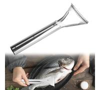 BOXOB Sharp Stainless Steel Fish Scaler, Portable Sawtooth Fish Seafood Scale Remover Quick Descaler Cleaner Tool for Family Kitchen Seafood Markets