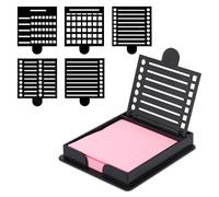 BOXOB Sticky Note Holder with Stencil, 3x3 Inch Sticky Note Dispenser with 5 Styles Line Drawing Template Memo Pad Organizer for Desk Office Home School Supplies (Black)