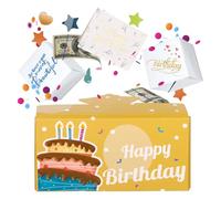 BOXOB Surprise Gift Box Explosion Envelope, Pop Up Birthday Card with Confetti White Boxes Yellow Funny Surprise Card Cake Pattern Money Cash Surprise Gift for Boys Girls Men Women Party Supplies