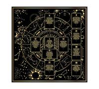 BOXOB Tarot Tablecloth, 24.8x24.8in Altar Table Cloth Divination Double-Sided Square Prints Cover Mat for Cards Reading, Witchcraft, Crystals, Spiritual Rituals Supplies Accessories(Black & Gold)